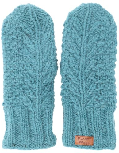 GURU SHOP Handgestrickte Fausthandschuhe mit Muster, Wollhandschuhe, Fleece | Unisex, aus reiner Schurwolle, bequem, individuell gefertigt, Länge 24 cm, Breite 10 cm.