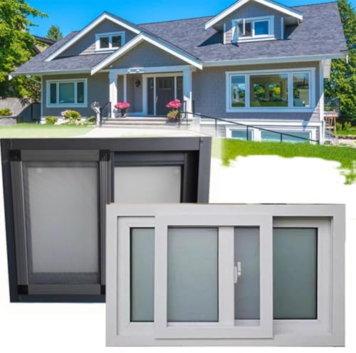 ZIUSFAC Weiß Keller Ersatzfenster Garagenfenster Horizontales Schiebe Kellerfenster 60×40 70×45cm Schuppenfenster Haushaltsfenster Gehärtetem Glas(White,(WxH) 83x45cm/33x18)