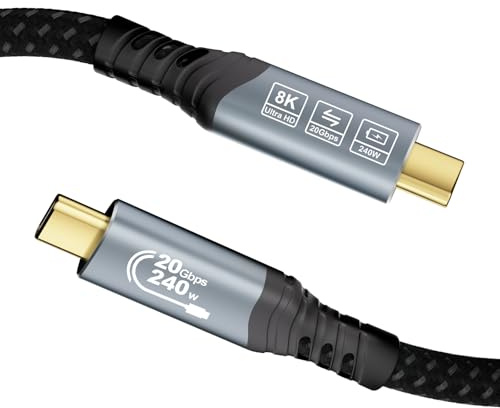 EUDOBEL USBC USBC Kabel 1m (20Gbps USB C 3.2 Datenkabel, PD3.1 240W/100W) Video 4K@144Hz/60Hz, 8K@30Hz USB C Ladekabel für Thunderbolt 4/3, MacBook Pro, iPhone 17, iPad, Monitor, SSD, Docking station
