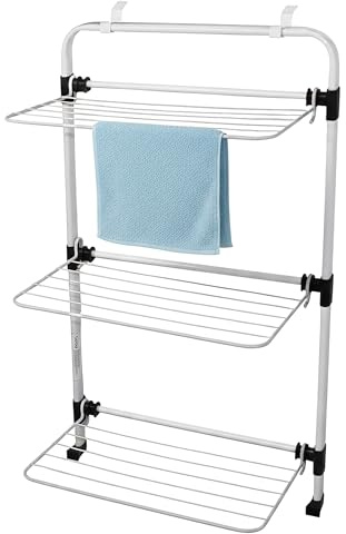Spetebo Wäschetrockner weiß zum Hängen an Türen 10 m Trockenlänge | 94 x 55 cm, 3 Etagen, Einklappbar, Trockengestell zum Einhängen