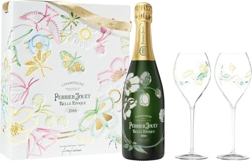 Perrier-Jouët - Champagne Belle Epoque Brut 2016 - Set regalo: 1 bottiglia + 2 calici