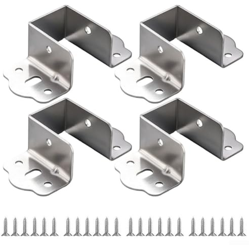 4 Stück U-förmige Metall-Bettgitterhalterungen mit robusten Scharnieren für starke Unterstützung und zuverlässige Bettrahmenverbindung (silberfarben, 32 mm)