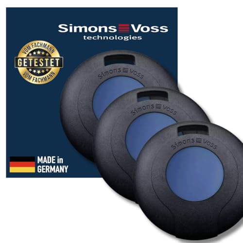 SimonsVoss 3064 G2 MobileKey Transponder – 3er Set Blau – Digitale Zutrittskontrolle für Schließsysteme – Modernes RFID-Schlüsselmedium – bis zu 10 Jahre Standby – Original Qualität