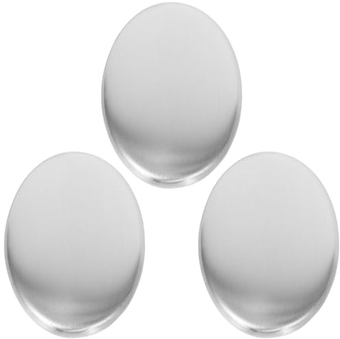 JEWEDECO 3 Pcs Barre Désodorisante en Acier Inoxydable Cuisine, Savonnette Anti-odeur pour Mains, Neutralisation des Odeurs Après Manipulation D'aliments, Argenté