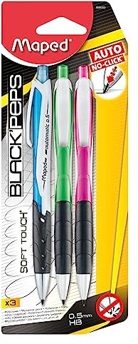 Maped - Porte-mines automatique 0,5 mm Bleu+Vert+Rose en blister de 3
