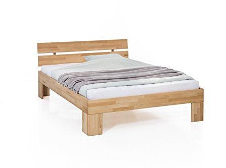 WOODLIVE DESIGN BY NATURE Massivholz-Bett Nano 90 x 200 cm aus Kernbuche, Einzelbett, als Kinder- oder Junior-Bett verwendbar, inkl. Rückenlehne, 1 Bett á 90 x 200 cm