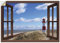 ARTland Wanddeko Wandtattoo selbstklebende Vinylfolie 100x70 cm Fensterblick Fenster Strand Meer Maritim Düne Leuchtturm Sylt Nordsee T5SC