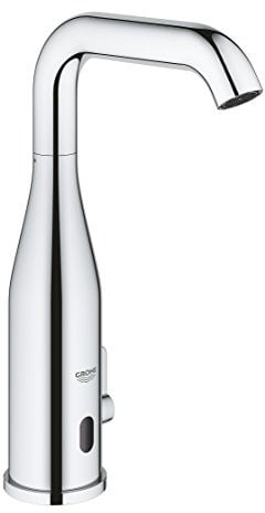 GROHE Essence, elektronische Waschtischarmatur, wassersparend (Wasserhahn für das Bad mit Infrarot-Sensor, 360° schwenkbar, 25cm hoch, 7 Programme, 6V Lithium-Batterie CR-P2), chrom, 36445000
