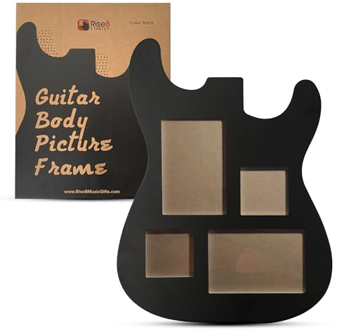 Gitarrenförmiger Musik-Bilderrahmen für 4 x 6 und 3 x 4 Fotos, Schwarz