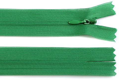 Schnoschi 1 Stück 55 cm Langer Spiralreißverschluss, nahtverdeckt, Nicht teilbar, grün, 3mm Laufschiene, Reißverschluss