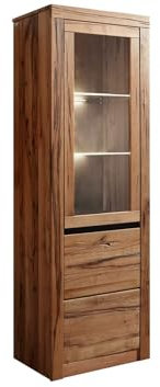 Massivmoebel24.de Vitrine Zerreiche 62x42x191 Natur geölt MONTREUX #120