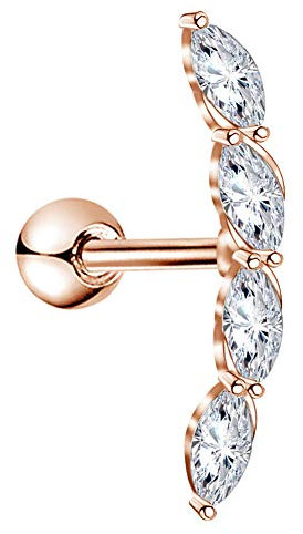OUFER Piercing Oreille Cartilage Piercing Helix 16G en Acier Chirurgical 316Lavec Courbure Pavée de Zircone Cubique Brillante Piercing Tragus Boucles d’oreilles Femme Bijoux Piercing Or Rose 6mm