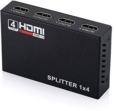 DaMohony HDMI-Splitter 1 in 4 Out Multi-Auflösung Ausgang, 4 Ports 1080P 3D 4 Wege HDMI Signal Distributor HDMI Switch Selector für Fire Stick 4K, HDTV, PS4/5, Spielekonsolen, PC