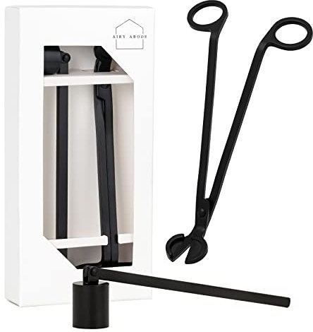 Airy Abode Kerzen-Zubehör-Set mit Kerzenlöscher und Dochtschneider, schwarz