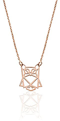 AKA Gioielli® - Origami Eule Anhänger Halskette 925 Silber Rosegold Geschenke für Mädchen und Damen