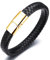Halukakah ● Solo ● Herren-Armband Handgefertigt | Echtleder in Schwarz | Kreuzgeflecht | Magnetverschluss aus Edelstahl in Gold | mit Geschenkbox | Tolle Geschenkidee | 21.5cm