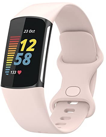 Wownadu Armband Kompatibel für Fitbit Charge 5 Armband/Charge 6 Armbänder, Damen Herren Silikon Sport Band Rosa Ersatzband Zubehör,S (Keine Uhr)