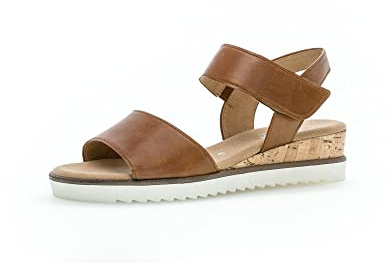 Gabor Damen Keilsandalen, Frauen Sandaletten,Moderate Mehrweite (G),Strandschuhe,Keilsandaletten,Keilabsatz,Camel (Kork/Creme),39 EU / 6 UK