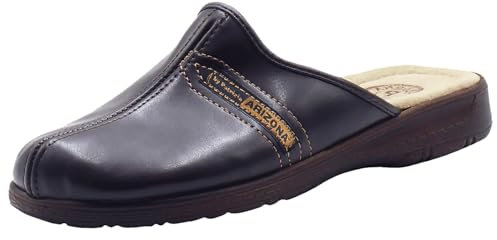 Pantofole invernali Uomo classiche Arizona by Patrizia Made in Italy sottopiede in Vera Pelle (T.MORO, 42)