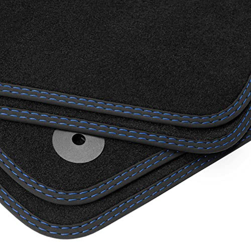 teileplus24 BDV783 Velours Fußmatten Doppelziernaht kompatibel mit Nissan Qashqai 3 J12 2021-, Naht:2X Blau