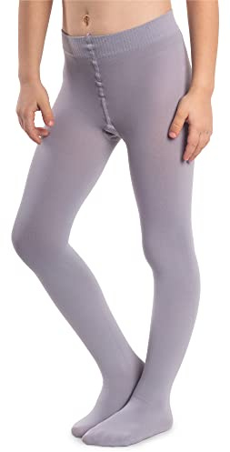NOQ Medias gruesas para niña Corina Plain 120 DEN con pies calientes, leggings para habitación de los niños, ballet, Paloma Grey, 140 cm-146 cm