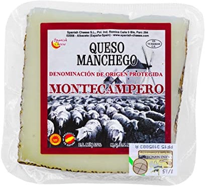 Hymor QUESO MANCHEGO Käse - 5x 200g - semi-curado spanischer Schafskäse D.O. PDO Hartkäse aus La Mancha von Montecampero passt zu Tapas Rioja-Tempranillo-Verdejo-Rotwein & Käseplatte