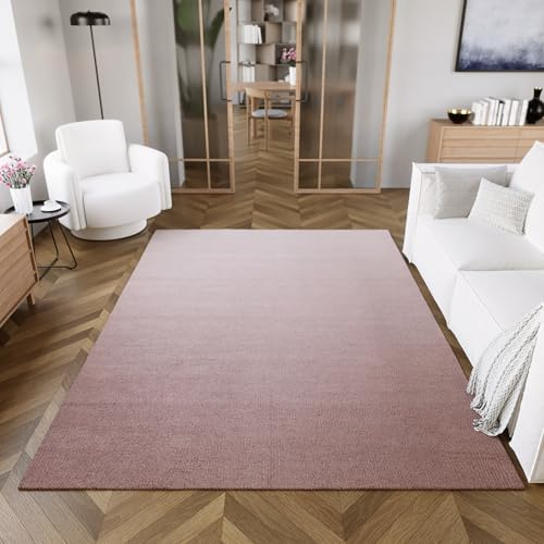 Wecon Home Perpignan handgewebter Kelim-Teppich, 80 x 150 cm, Flieder | Wollteppich handgewebt, wertvoller, Teppich bestens geeignet fürs Wohnzimmer, Schlafzimmer und Kinderzimmer