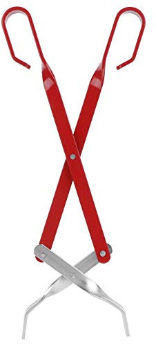 Grillzange,16,7 Zoll extra Lange Aluminium Bratenzange mit rotem Griff, Multifunktions-Anti-Verbrühungs-Backen, Lebensmittelclip, Grillzubehör für Zuhause, Camping, Kochen, Grillen, Carbon-Klemme