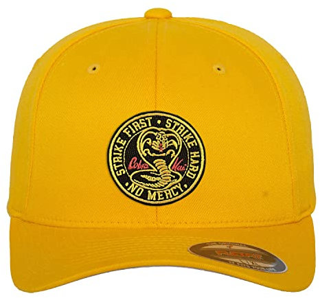 Cobra Kai Offizielles Lizenzprodukt Patch Flexfit Cap (Gelb), Groß/X-Large