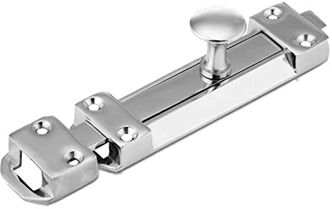 SUL Heavy Duty Tower Bolt, Door Bolt Polished Brass,Mounted Sliding Door Lock, Strong Door Security Bolts with Screws for Storage Units,Shed Doors,Gates,Bathroom(150mm) (150mm Chrome 1pk)