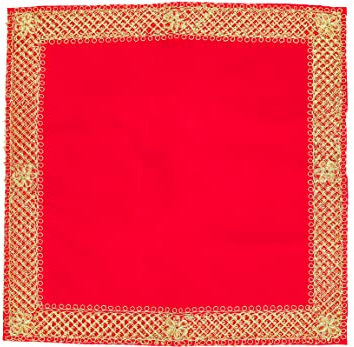 Rote große Samt-Pooja-Stoffmatte Aasan dekoratives Tuch (Größe: 35,6 x 35,6 cm) für Mehrzweck-Pooja-Dekorationen Artikel und Artikel