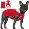 Hundemantel mit Bauchschutz, Wasserdichter Hundemantel Winter Warme Jacke, Fleece Hundejacke Französische Bulldogge, Haustier Hund Warm Mantel Kleidung für Kleine Mittelere Große Hunde, Red L