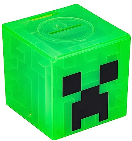 Caja de seguridad Creeper Minecraft - Producto oficial, hucha con laberinto para desbloquear el dinero, incluye stickers decorativos, regalo para gamers