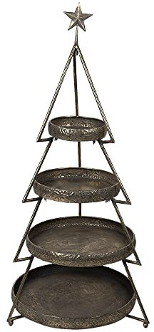 Clayre & Eef Etagere Weihnachtsbaum 102 cm Kupferfarbig Eisen Rund Servierplatte