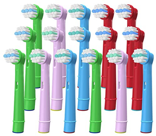 Benfosh 16er Kinderzahnbürstenkopf Kompatible mit Oral B, Aufsteckbürsten für Braun elektrische wiederaufladbare Zahnbürste-weiche Borsten