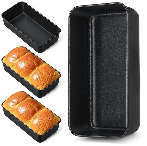 HaWare Kastenform 4er Set, Antihaft Brotbackform Kastenbackform mit Edelstahlkern, Rechteckige Brotform Königskuchenform für Brot/Kuchen/Toast, Leicht zu Reinigen, 23,4 x 12,6 x 6,3 cm