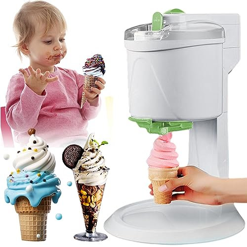 Household Small Ice Cream Machine, 1L High Capacity DIY Ice Cream Maker double stirring Automatic Mini Fruit Serve Freezer Container BPA-Free Frozen Yogurt-Sorbet For Making A Variety Of Ice Cream