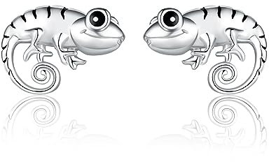 ONEFINITY Chamäleon-Ohrringe, 925er Sterlingsilber, Chamäleon-Tier-Ohrstecker, Schmuck, Geschenke für Frauen und Mädchen