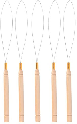 Juego de 5 Uds de Agujas de Bucle para Extensión de Cabello, Aguja Flexible de Fácil Agarre, Amplia Aplicación para Bricolaje y Tufting