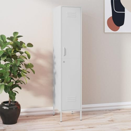 Festnight Spind Schließfachschrank 4 Fächer Metallschrank Spind Umkleideschrank Schrank Fächerschrank Metall Büroschrank Abschließbarer Umkleideschrank Stahlschrank Anthrazit und Weiß
