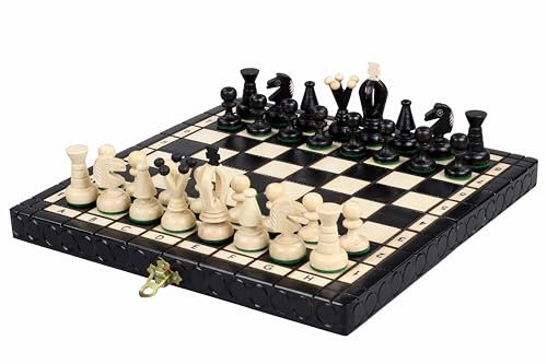 Sunrise Chess Königliches Schachspiel in Schwarz – Eleganz und Stil im kompakten Design