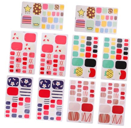 HAKIDZEL 10pièces Autocollants De Décoration Pour De Étanches Manucure Colorée Pour Femmes Designs Variés Et Rafraîchissants