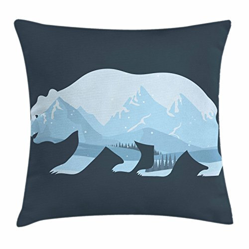 Dekokissen 45X45cm Tiersilhouette Mit Bergen In Wintermotiven Mit Dunklem Hintergrund Kissenhülle Bedruckt Kopfkissenbezug Reißverschluss Kissenbezug Für Bed, Cafe, Terrasse
