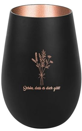 Der-Porzellan-Laden Windlicht mit Gravur Schön DASS es Dich gibt, Schwarz Bronze, Teelichthalter aus Glas mit Spruch, Tischdeko modern
