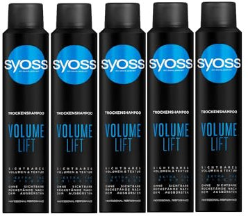 Syoss Trocken-Shampoo Volume Lift (5x 200 ml), Trockenshampoo für voluminöses Haarstyling, Trockenshampoo ohne Rückstände für extra Frische ohne Haarewaschen