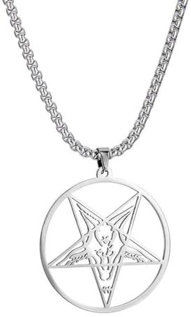 Hokech Church of Satan Jewelry Lucifer Buffy Met Inverted Pentacle Seal for Men Lucky Charm Stainless Steel Pendant Necklace Jewelry