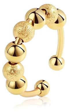 Anti Stress Ring,Anxiety Ring Gold,Anti Stress Ringe,Angst Fidget Rings,mit Kugeln Spinner Akkupressurringe,Antistress Ring,Calm Angst Ring Damen,Entspannungsring,Gegen Nervosität,Stressring für Damen
