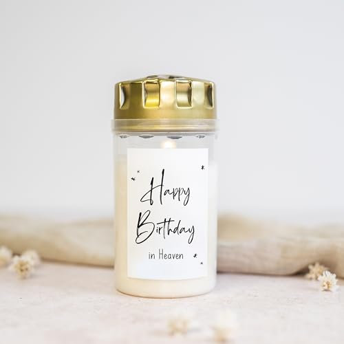 1x Grabkerze | Grablicht Himmelsgeburtstag Geburtstag | Friedhofskerze | Kerze Friedhof Mama Papa Oma Opa Sternenkind | Grabkerzen | Grablicht (1x Kompositions-Öllicht)