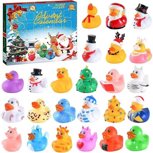 2024 Rubber Duck 24 Days Cute Bath Rubber Ducks Christmas Countdown Calendar Christmas Duck Bath Toys Cute Children Toys For Home Decoration