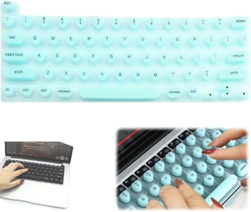 Keyboard Film for Nail Art,Full-Size Keyboard Film,Silicone Raised Keyboard Protective Cover,Nail Art Keyboard Film,Keyboard Cover for Long Nails Typing and Gaming (Blue, Heart Shape)